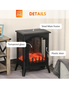 Calentador de chimenea eléctrica Wycian 750W/1500W negro 2