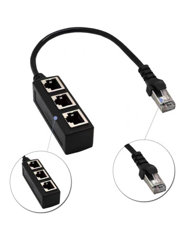 Divisor Ethernet RJ45 1 Macho a 3 Hembras HRIOEKAX