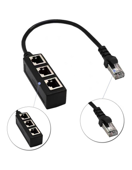 Divisor Ethernet RJ45 1 Macho a 3 Hembras HRIOEKAX