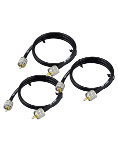 Cable Coaxial RG8X 0.91 m YovKiss - Paquete de 3 UHF PL259