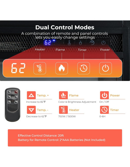 Chimenea Eléctrica GOFLAME 67.8cm con Control Remoto y Termostato