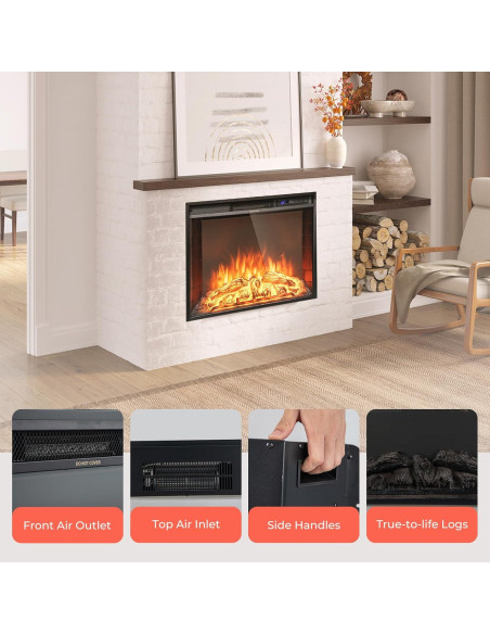 Chimenea Eléctrica GOFLAME 67.8cm con Control Remoto y Termostato