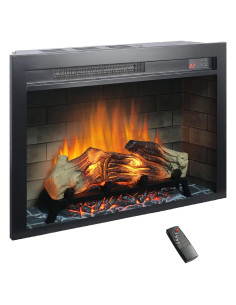 Chimenea Eléctrica Aienid Negra Antiguo 71 x 71 x 51 cm