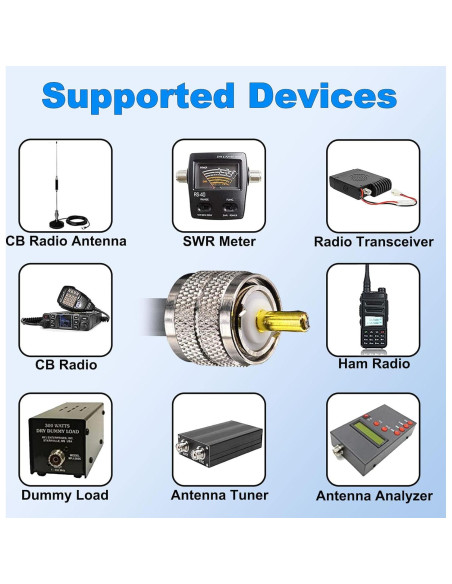 Cable Coaxial RG8X 0.91 m YovKiss - Paquete de 3 UHF PL259