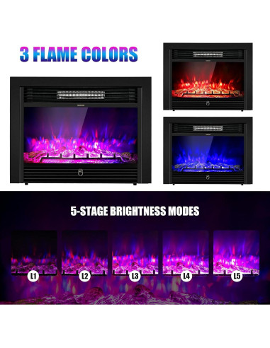 Insertos de Chimenea Eléctrica MAT EXPERT 750/1500W Negro