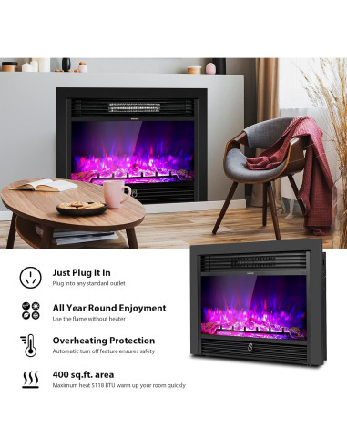 Chimenea Eléctrica Hysache 72.4 cm Empotrada 1500W