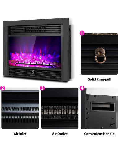 Chimenea Eléctrica Hysache 72.4 cm Empotrada 1500W