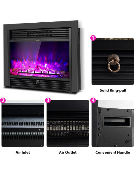 Chimenea Eléctrica Hysache 72.4 cm Empotrada 1500W