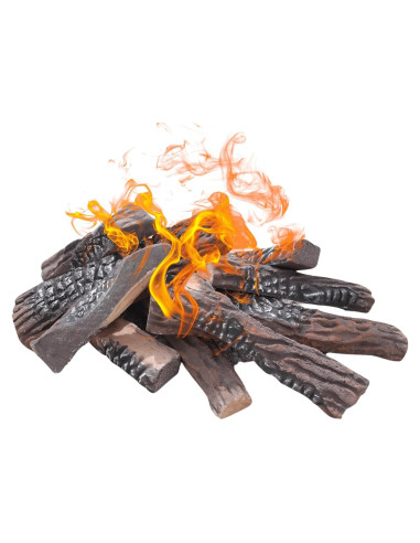 Set de 10 Troncos de Chimenea a Gas Grandhom 38 cm