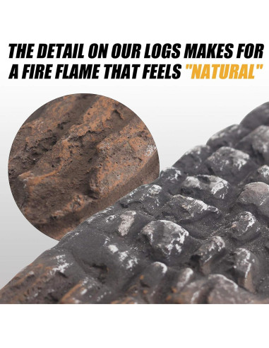 Set de 10 Troncos de Chimenea a Gas Grandhom 38 cm
