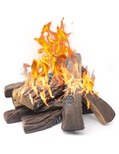 Set de 10 Troncos de Chimenea a Gas Grandhom 38 cm