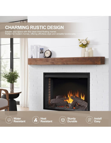 Estante Flotante de Madera TECANA 54" Rústico 100 lbs