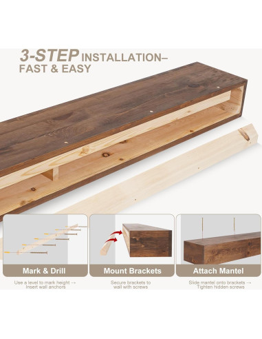 Estante Flotante de Madera TECANA 54" Rústico 100 lbs