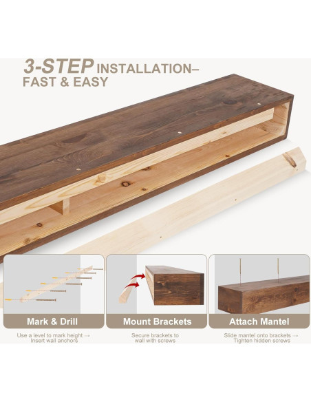 Estante Flotante de Madera TECANA 54" Rústico 100 lbs