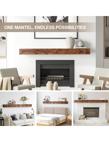 Estante Flotante de Madera TECANA 54" Rústico 100 lbs