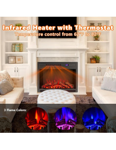 Chimenea Eléctrica ARLIME 71 cm con Control Remoto y Termostato 2