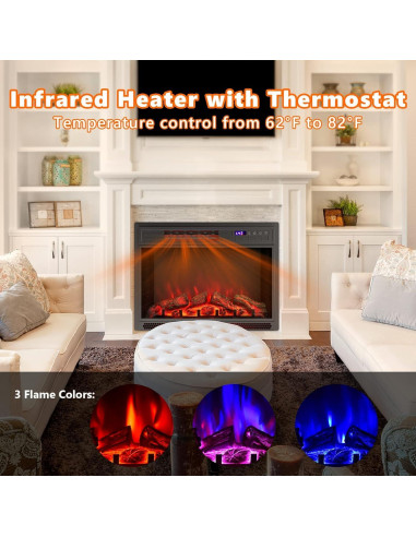 Chimenea Eléctrica ARLIME 71 cm con Control Remoto y Termostato