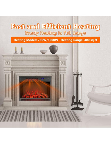 Chimenea Eléctrica ARLIME 71 cm con Control Remoto y Termostato