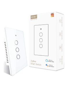 Interruptor de Luz Táctil Inteligente MOES 3 Gang Blanco ZigBee