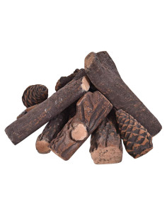 Juego de troncos de cerámica Goplus para chimeneas 9 PCS