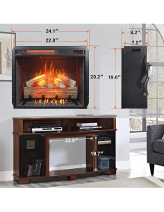 Chimenea eléctrica Genérico 60 cm con control remoto y troncos 2