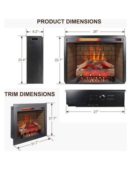 Chimenea Eléctrica Genérico 1500W con Panel Táctil