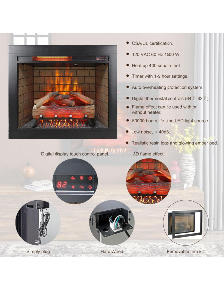 Chimenea Eléctrica Genérico 1500W con Panel Táctil