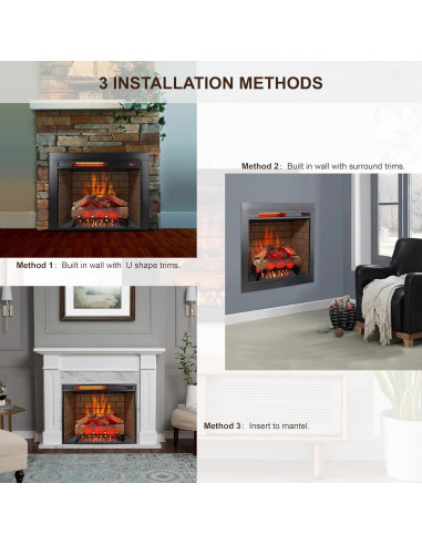 Chimenea Eléctrica Genérico 1500W con Panel Táctil