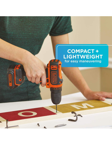 Taladro Inalámbrico BLACK+DECKER 12V MAX con Batería y Cargador