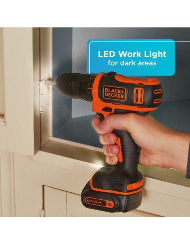Taladro Inalámbrico BLACK+DECKER 12V MAX con Batería y Cargador