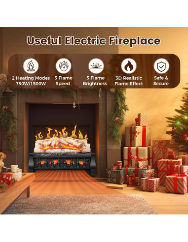 Calefactor de Chimenea Eléctrica Electactic 21" 750/1500W