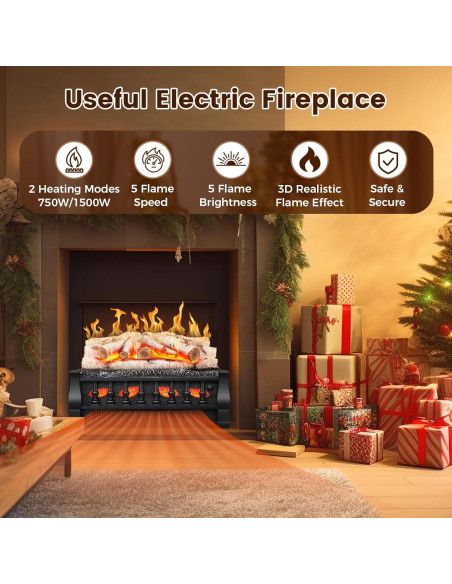 Calefactor de Chimenea Eléctrica Electactic 21" 750/1500W