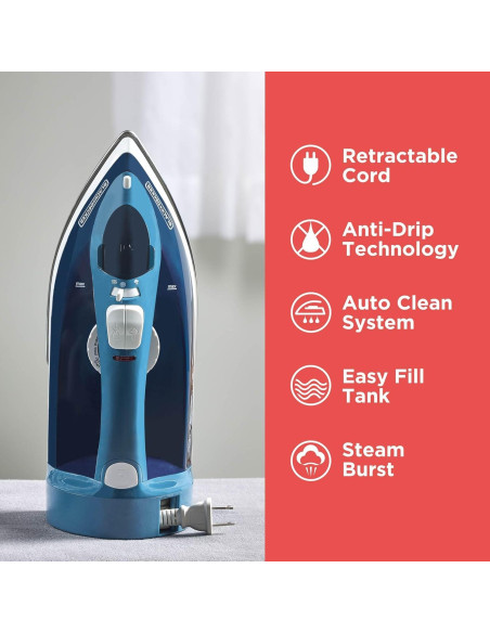 Plancha de Vapor BLACK+DECKER ICR004B 1200W Anti-goteo 250ml