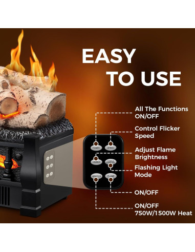 Calefactor de Chimenea Eléctrica Electactic 21" 750/1500W