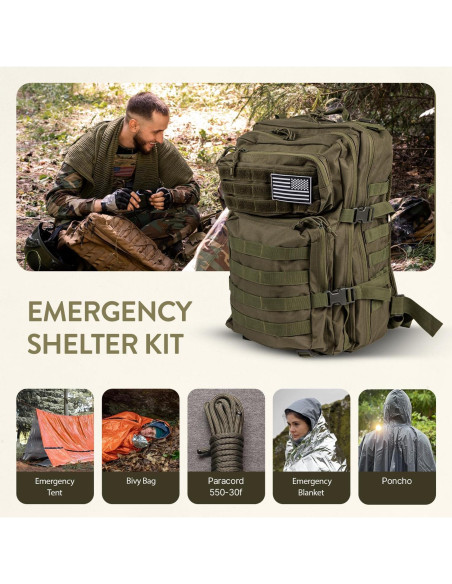 Kit de Supervivencia TacPreps 45L con Primeros Auxilios