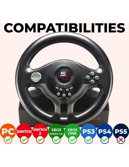 Volante con Pedales Subsonic SV250 para PS4, Xbox y Switch