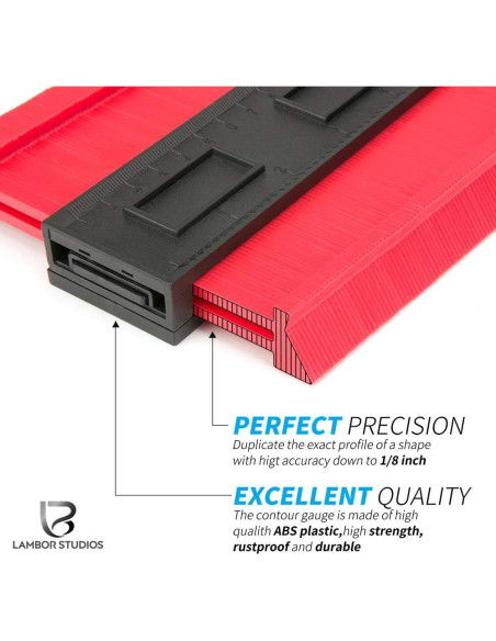Calibrador de Contorno 25 cm Lambor Studios Rojo ABS