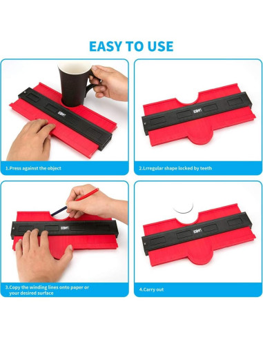 Calibrador de Contorno 25 cm Lambor Studios Rojo ABS