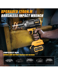 Llave de Impacto Inalámbrica 1/2" Vniissok 1200N.m 20V LED 2