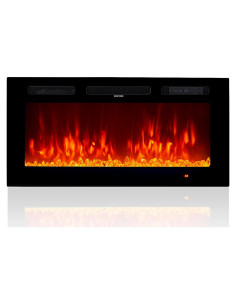 Chimenea Eléctrica Oneinmil 91.4cm, 12 Colores LED, Control Remoto