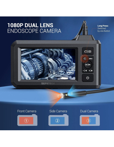 Endoscopio Industrial DEPSTECH DS300, 1080P, 5m, Pantalla 4.3"