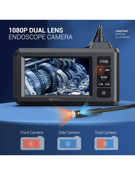 Endoscopio Industrial DEPSTECH DS300, 1080P, 5m, Pantalla 4.3"