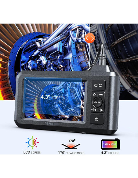 Endoscopio Industrial DEPSTECH DS300, 1080P, 5m, Pantalla 4.3"