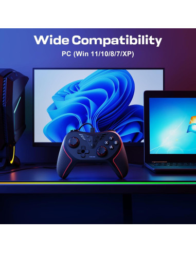 Controlador con cable RivalPlay para PC Negro - 2 botones mapeo