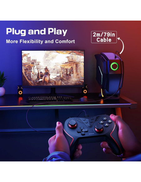 Controlador con cable RivalPlay para PC Negro - 2 botones mapeo