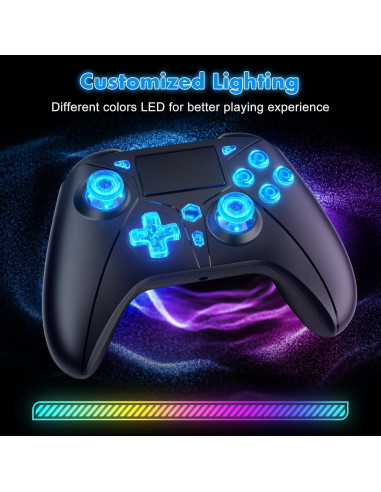 Controlador Inalámbrico RGB Dinosoo para PS5/PS4/PC - Turbo Ajustable