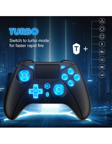 Controlador Inalámbrico RGB Dinosoo para PS5/PS4/PC - Turbo Ajustable