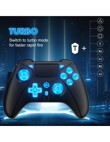Controlador Inalámbrico RGB Dinosoo para PS5/PS4/PC - Turbo Ajustable