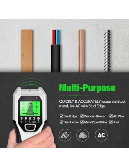 Buscador de Vigas FOLAI 5 en 1 con Pantalla LCD y Alarma