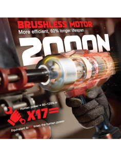 Llave de impacto inalámbrica 1/2" DIYtoolifz 1400 Nm 18V 2